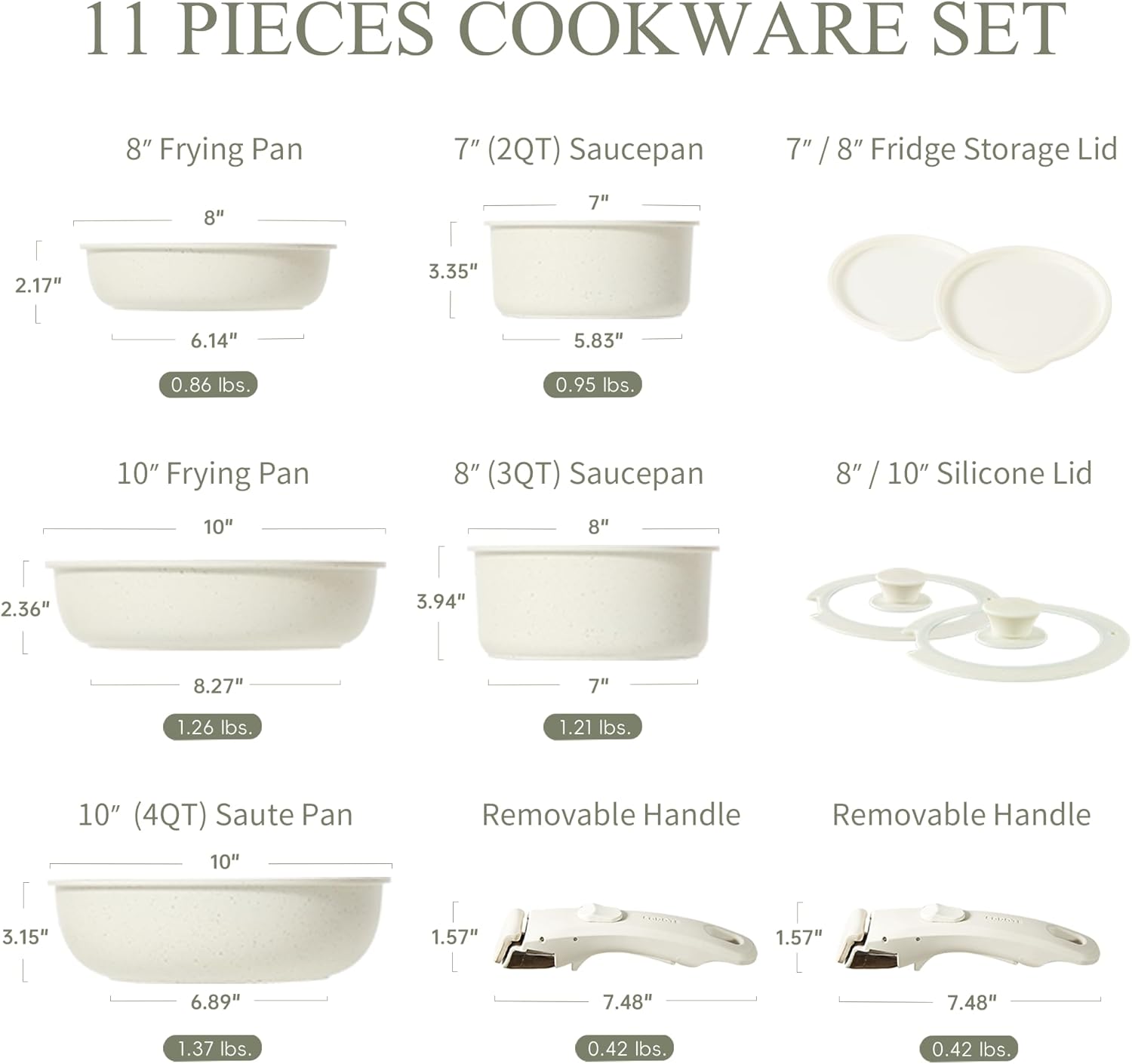 CAROTE Pots and Pans Set, Nonstick Cookware Sets Detachable Handle,Induction Kitchen Set Non Stick with Removable Handle, RV Set, Oven Safe, Cream White-1