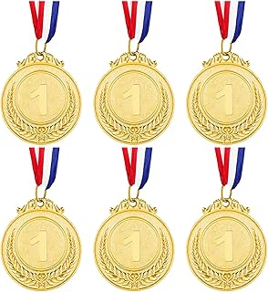 Udewo 6 Pack Metal Medals, Olympic Gold Medals for Children Metal Sports Day Medals Lockdown Medals with Ribbon for Adults Kids