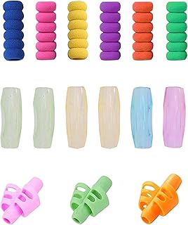 Udewo 15 Pcs Pencil Grips, Silicone Pen Grips Pencil Holder Grip Finger Pencil Grips Foam Pen Writing Aid Grip Set Training Pencil Grips Finger Space Writing Tool for Kids Children Adult Handwriting