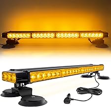 Esoldnic LED Strobe Flashing Light Bar, 26.6 Inch 54 LEDs Double Side High Intensity Emergency Hazard Warning Beacon Light, Amber Light Bar with Magnetic Mounts for Car Truck Trailer Roof (12-24V)