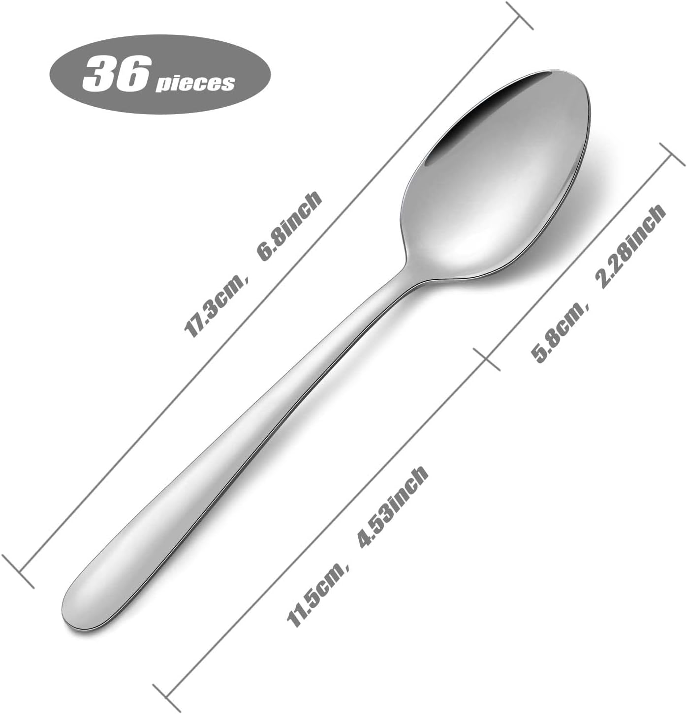 Table Spoons, Funnydin 36 Pieces Stainless Steel Spoons Set, 6.8 Inch, Spoons Cutlery Only, Dishwasher Safe, Table Spoons, Dinner Spoon, Dessert Spoons for Home Kitchen & Restaurant-1