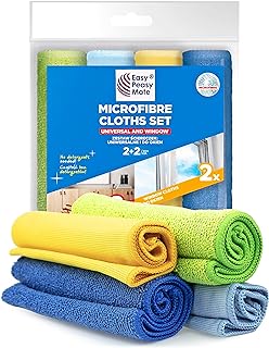 Window Cleaning Cloths for Home - Reusable Microfibre Cloth for Windows & Glass - Must Have Cleaning Products for Car Wash - Pack of 4 Lint Free & Long Lasting Cleaning Cloths Size ‎30 x 30 cm