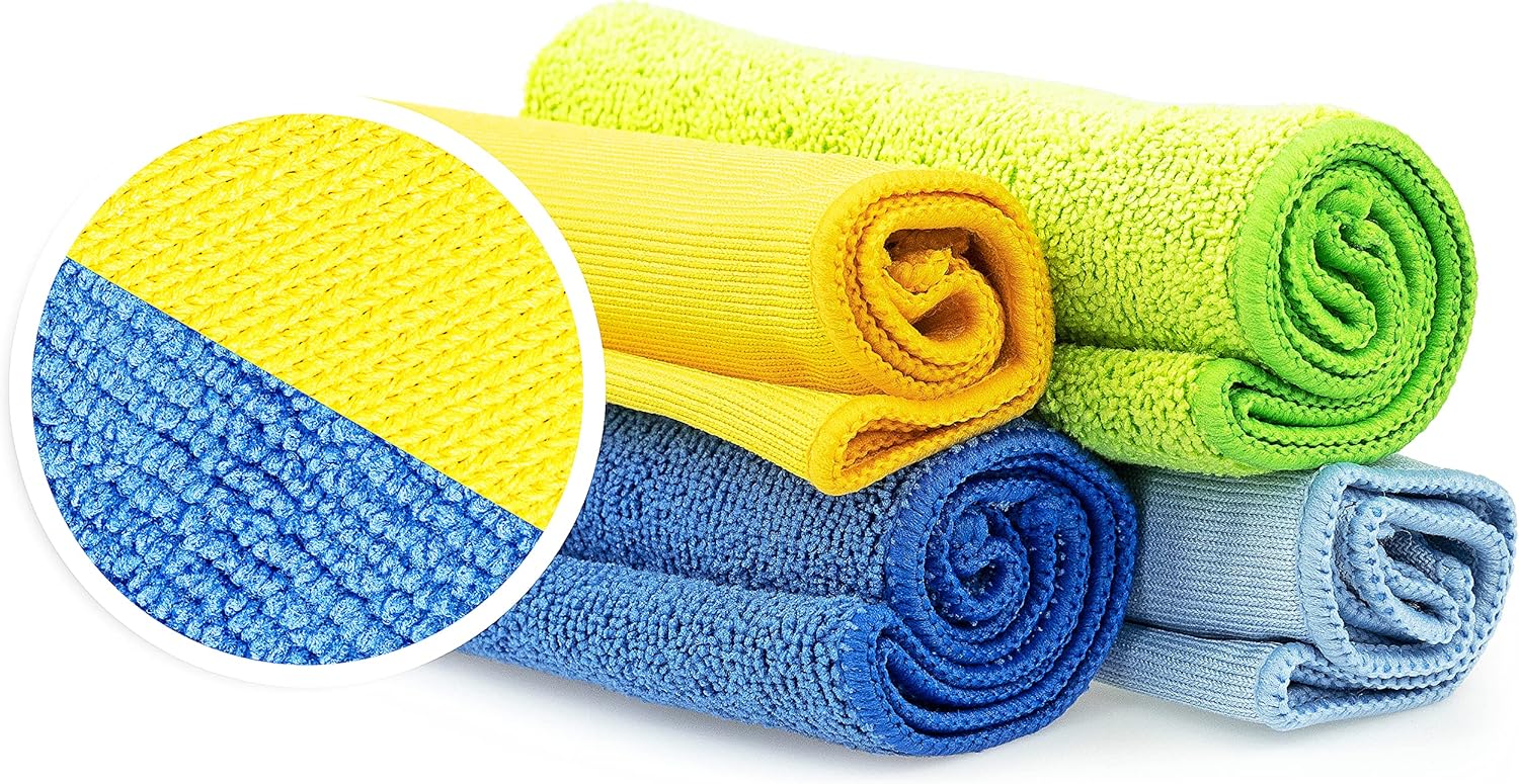 Window Cleaning Cloths for Home - Reusable Microfibre Cloth for Windows & Glass - Must Have Cleaning Products for Car Wash - Pack of 4 Lint Free & Long Lasting Cleaning Cloths Size ‎30 x 30 cm-1