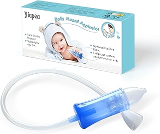 Baby Nasal Aspirator & No Need Hygiene Filter, Reusable Nose Cleaner with Storage Case and Cleaning Brush, Soft Silicone Tips& Increased Suction Version, Easy to Use and Clean, 0+Newborn,Infant