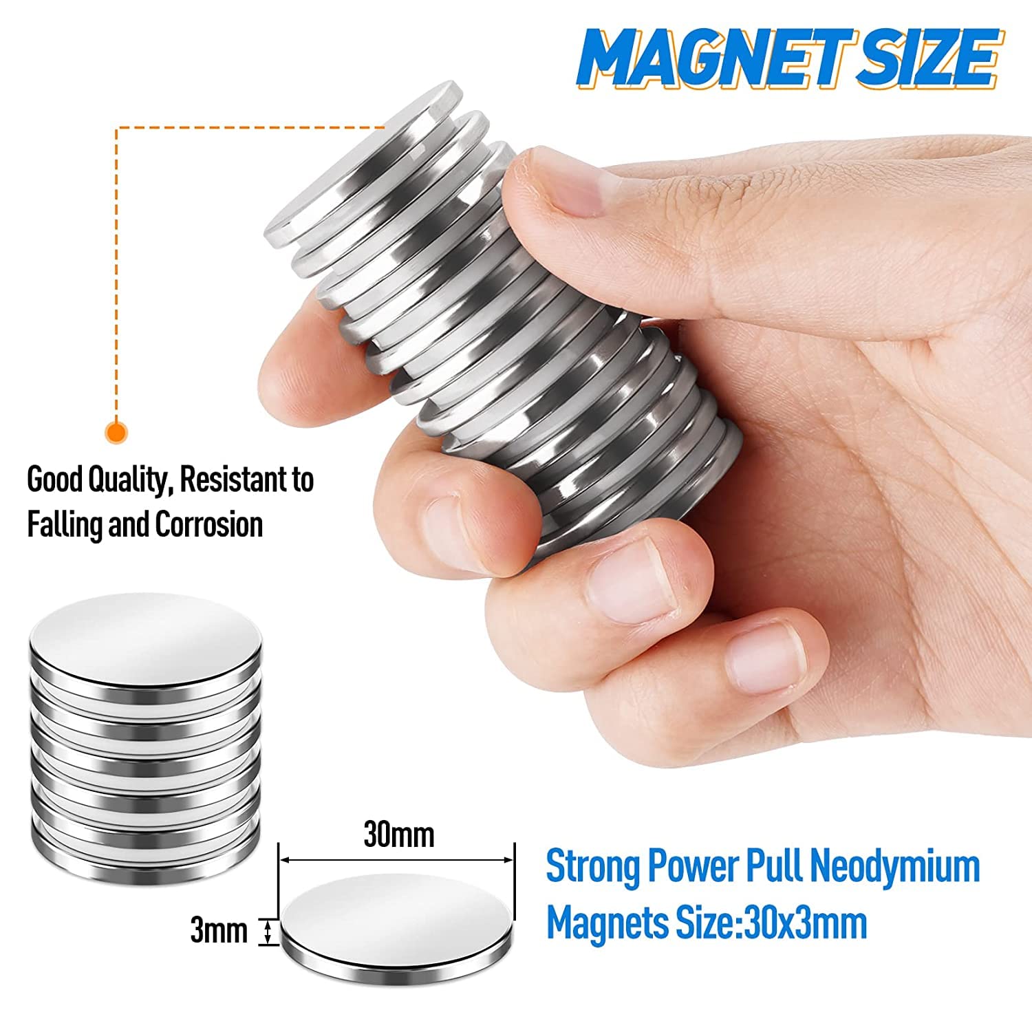 4 Pack Strong Magnet, 30 x 3 mm 8 KG Pull Super Strong Neodymium Disc Magnets, Magnets Strong with Double-Sided Adhesive, Powerful Permanent Rare Earth Magnets for Fridge, Building, Craft, Office,DIY-1