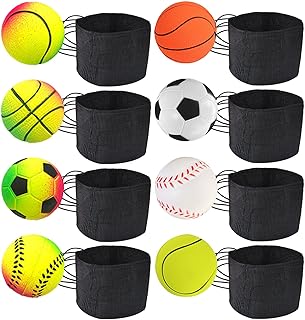 DBAILY Wrist Band Ball, 8PCS Bouncy Wrist Band Ball Rubber Safety With Bracelet And Rope Leisure Elasticity Portable For Child Aldult Exercise Sports Outdoor Play Game