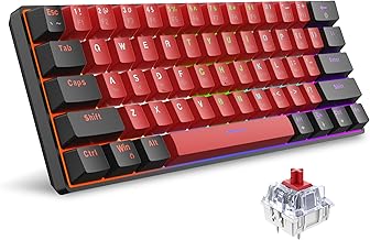 Snpurdiri 60% Wired Mechanical Keyboard, Mini Gaming Keyboard with 61 Red Switch Keys, for PC, Windows XP, Win 7, Win 10 (Black-Red, Red Switches)