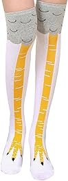 YOGINGO Chicken Feet Stockings,Funny Chicken Socks Women, Cotton Knee Thigh High Socks Novelty Pattern Athletic Socks for Women Girls Striped Cosplay Socks Funny Gifts