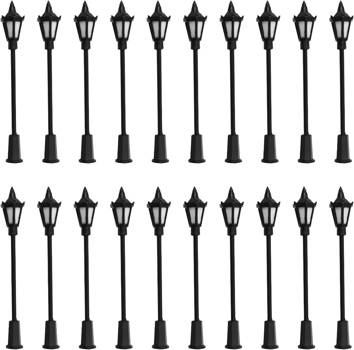 WANGCL 20PCS Plastic LED Mini Lamppost Street HO OO Scale 1/100 for Sandboxes Miniature Gardens Cities Model-0