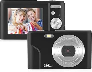 Andoer Portable Digital Camera 48MP 1080P 2.4-inch IPS Screen 16X Zoom Auto Focus Self-Timer 128GB Extended Memory Face Detection Anti-shaking with 2pcs Batteries Hand Strap Carry Pouch