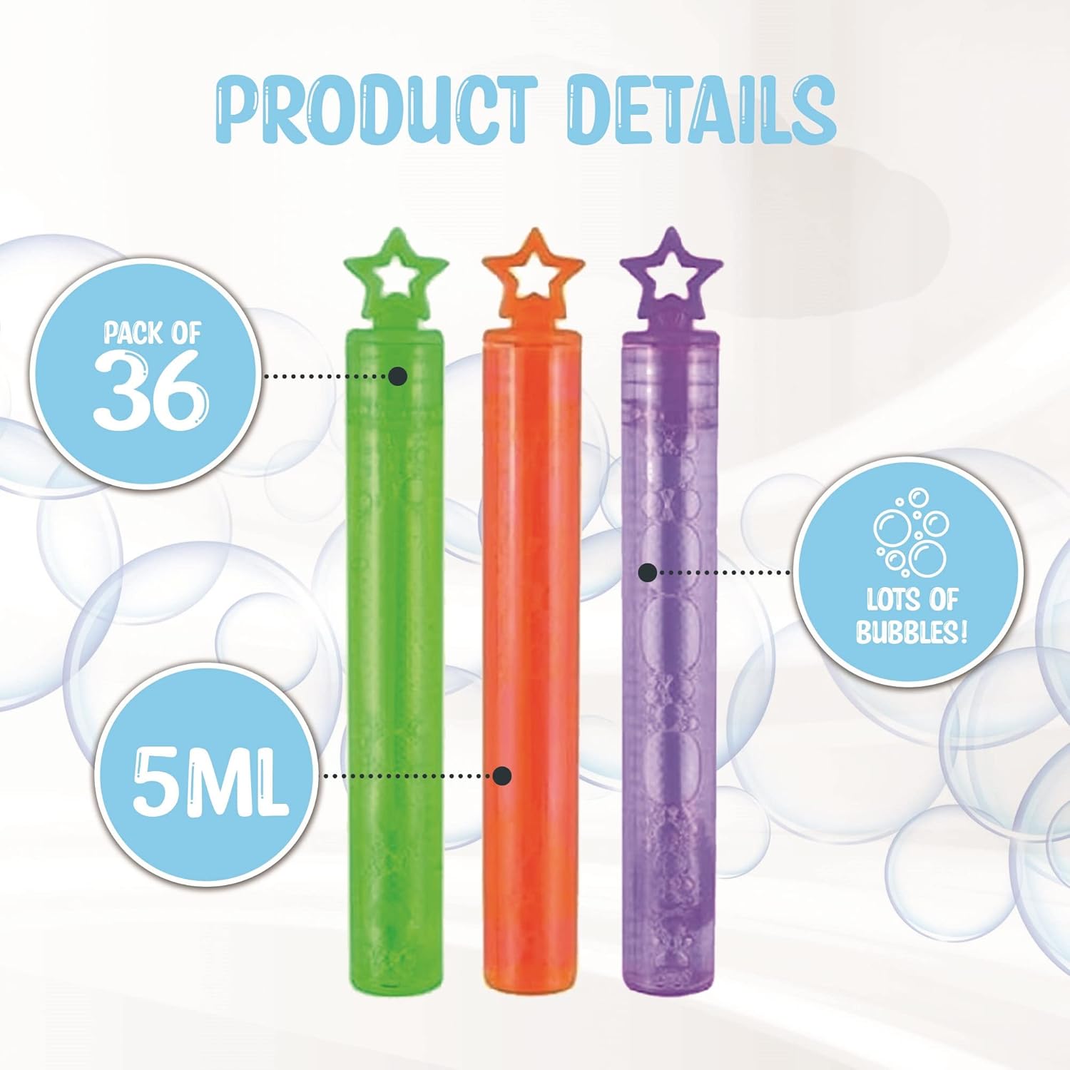 36-Pack Bubble Tubes Party Bag Fillers - Fun and Colorful Toy Bubble Tubes for Kids - Ideal Wedding Favors, Party Favors, Loot Bag and Stocking Fillers-1