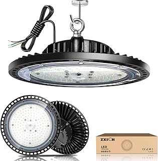 ZXICH Super Bright UFO LED High Bay Light 200W 30000LM (150LM/W) for Shop/Garage/Barn/Warehouse/Factory/Gym, Daylight White 6000K-6500K, Alternative to 400W MH/HPS, 40in Cable, Safe Rope, IP65 (200)