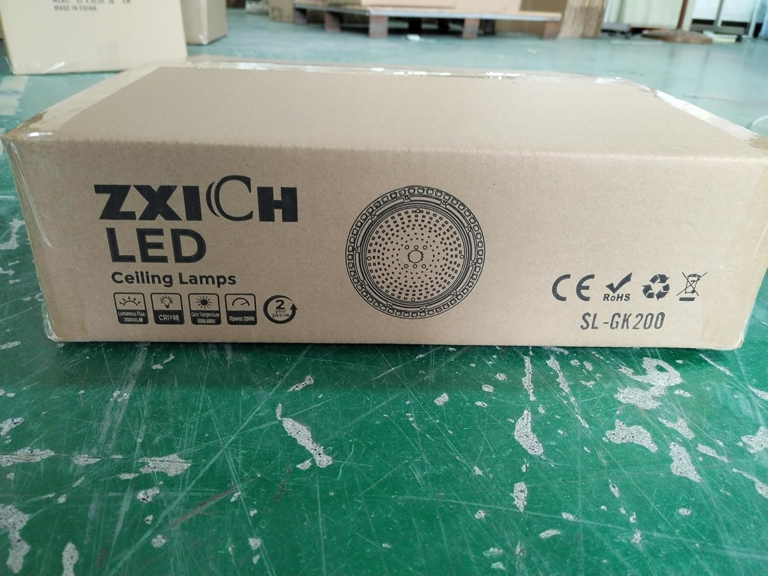 ZXICH Super Bright UFO LED High Bay Light 200W 30000LM (150LM/W) for Shop/Garage/Barn/Warehouse/Factory/Gym, Daylight White 6000K-6500K, Alternative to 400W MH/HPS, 40in Cable, Safe Rope, IP65 (200)-11