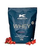 Kinetica Strawberry Whey Protein Powder | 4.5kg | 23g Protein per Serving | 150 Servings | Sourced from EU Grass-Fed Cows | Superior Mixability & Taste