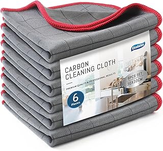 Ekedalen 6X Glass Cleaning Cloth, Window Cleaning Cloths Streak Free, Microfibre Cleaning Cloths for Home All Purpose, 400 GSM Thickened Magic Carbon Polishing Cloths for Bathroom Mirror Kitchen Dish