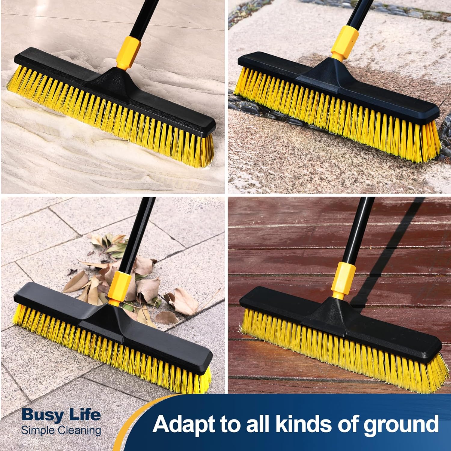 Yocada 18 Inch Push Broom Heavy-Duty Outdoor Commercial Broom Brush Stiff Bristles for Cleaning Patio Garage Deck Concrete Wood Stone Tile Floor 65.3 inch Long-5