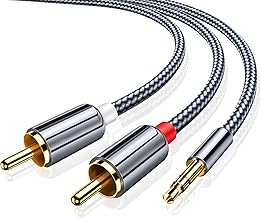 RUIZHI RCA Audio Cable to 3.5mm Jack, Phono to 3.5mm Jack, Red & White Aux Cable for Headphone, Lighting to 3.5mm Jack Stereo Splitter Compatible with Speaker, DVD, DJ Controller and TV(3m)