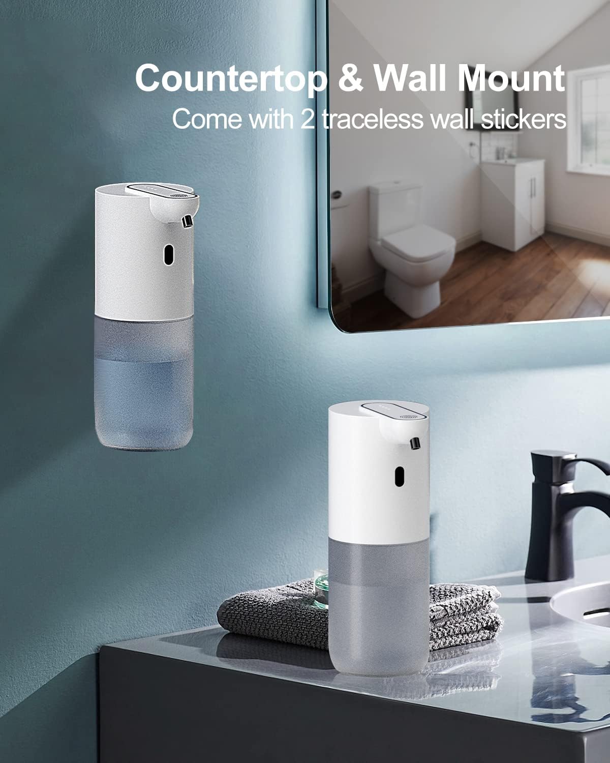 Automatic Soap Dispenser, 400 ML Rechargeable Non-Touch Foam Soap Dispenser with 4 Adjustable Foam Quantity, Electric Soap Dispenser for Wall Mounting with Infrared Motion Sensor - Automatic Cleaning-3