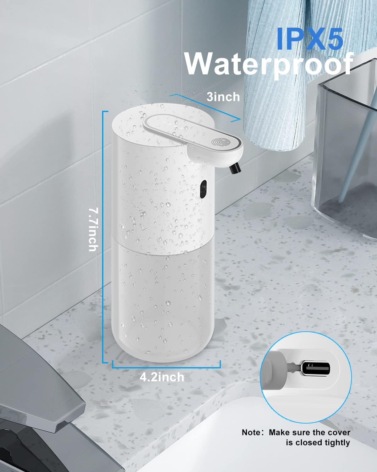 Automatic Soap Dispenser, 400 ML Rechargeable Non-Touch Foam Soap Dispenser with 4 Adjustable Foam Quantity, Electric Soap Dispenser for Wall Mounting with Infrared Motion Sensor - Automatic Cleaning-4