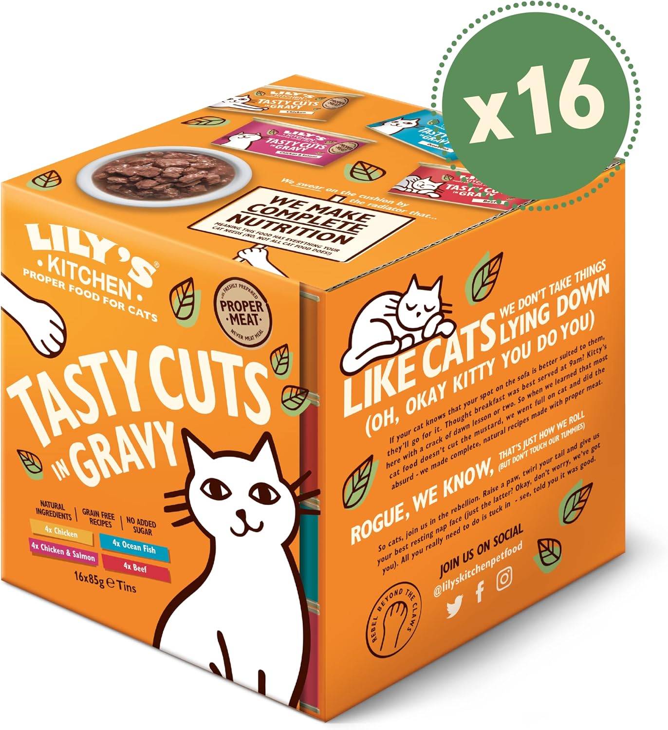 Lily's Kitchen Natural Adult Wet Cat Food in Gravy - Tasty Cuts Mixed Multipack - Complete Grain-Free Recipes (16 Tins x 85g)-7