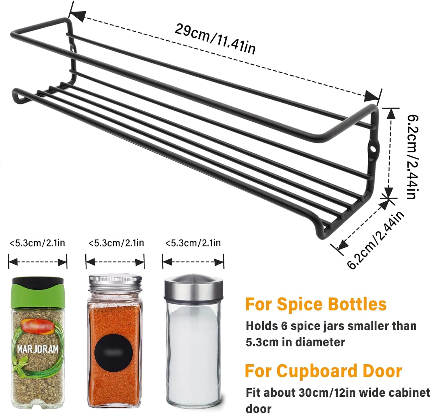 BTGGG Spice Rack for Inside Cupboard 4 Tier Wall Mounted with Adhesive Stickers & Screws, Spice Rack Organiser for Kitchen Wall Pantry Cabinet Door Bathroom, Black-1