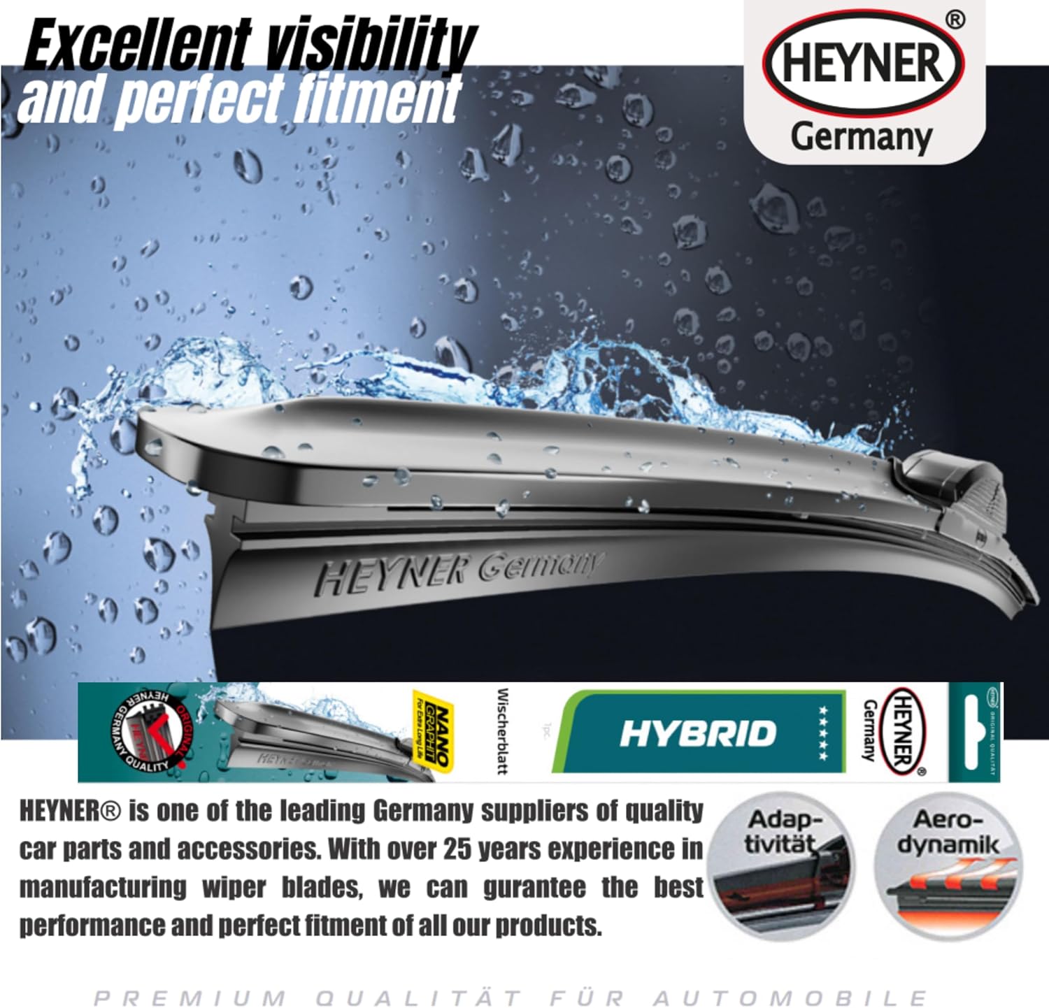 HEYNER Wipers Fits Kia Niro 2016-2022 Full Set of 3 Wiper Blades Hybrid HH2616H12x3-6