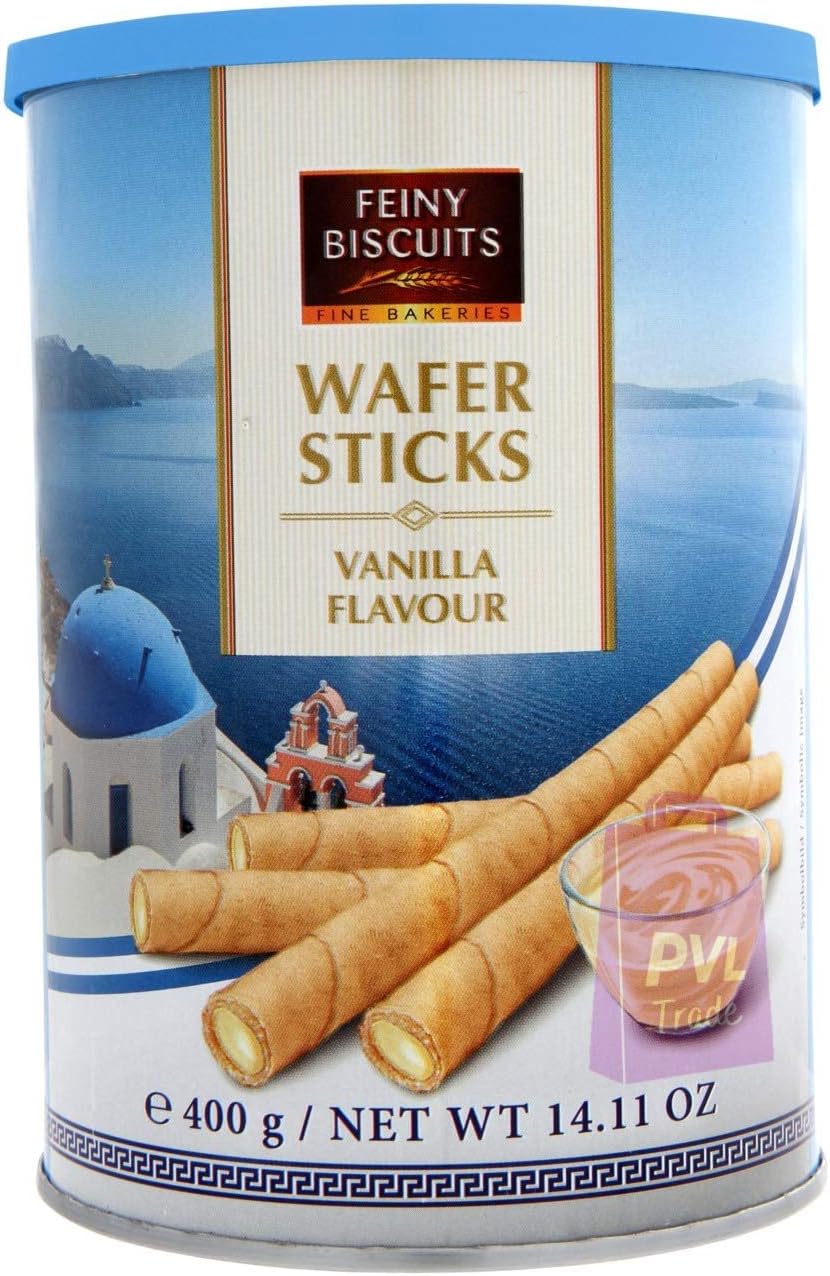 2 Pack Wafer Rolls Selection (400g x 2) - Strawberry flavoured cream Wafer Rolls 400g + Vanilla flavoured cream Wafer Rolls 400g-2