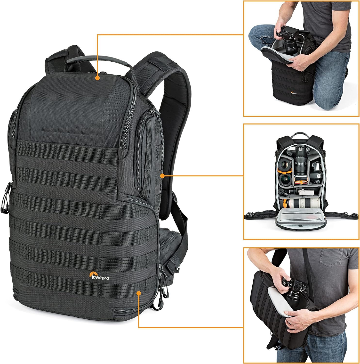 Lowepro ProTactic 350 AW II Modular Backpack with Recycled Material, Camera Bag for Professional Use, Insert for Macbook Laptop Up to 13 Inch, Backpack for Professional Cameras and Drones LP37176-GRL-2