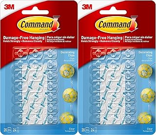 UKDeals Direct Command 17026CLR Decoration Clips for Christmas and Fairy Light - Clear with Prep Pads for Quick and Easy Application (2 Pack (40Clips))