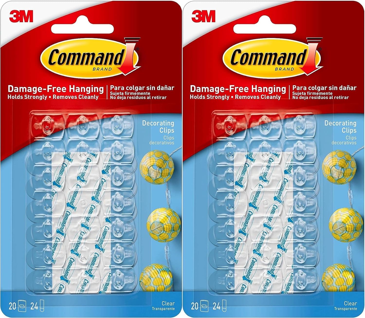 UKDeals Direct Command 17026CLR Decoration Clips for Christmas and Fairy Light - Clear with Prep Pads for Quick and Easy Application (2 Pack (40Clips))-0