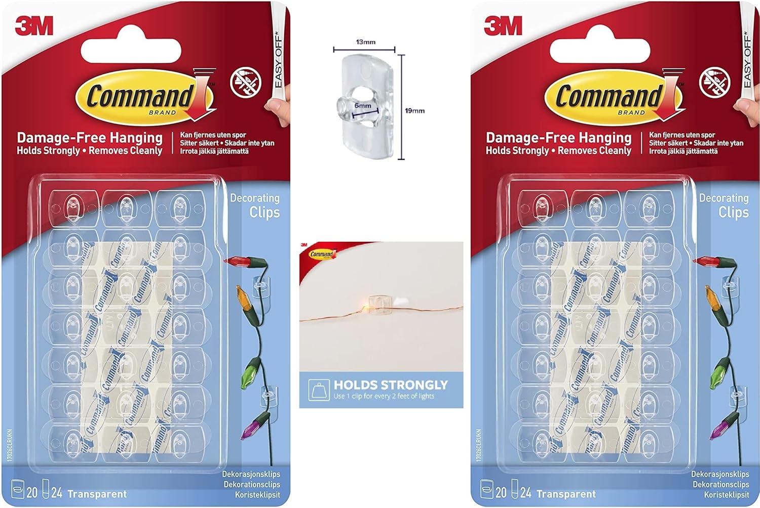 UKDeals Direct Command 17026CLR Decoration Clips for Christmas and Fairy Light - Clear with Prep Pads for Quick and Easy Application (2 Pack (40Clips))-3