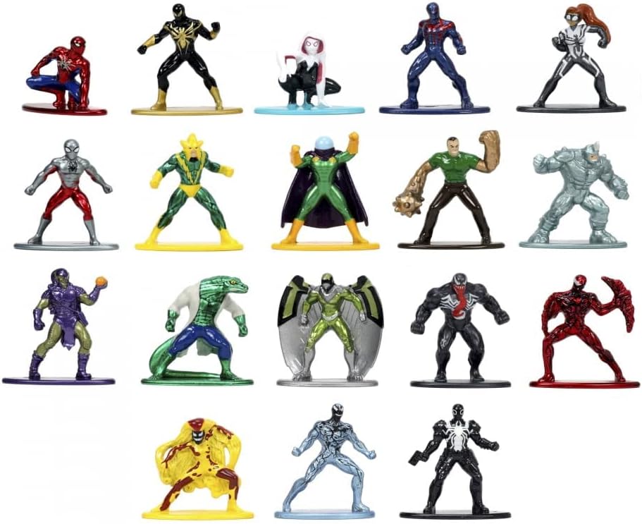 Jada Nano Figures Multi Pack Wave 7-Features 18 Key Character Models; From Spider-Man Mark Iv,Electro Vulture,To Mysterio,Superior Venom. Each Figure Stands Roughly 1.65” Tall,253225027,Multicoloured-1