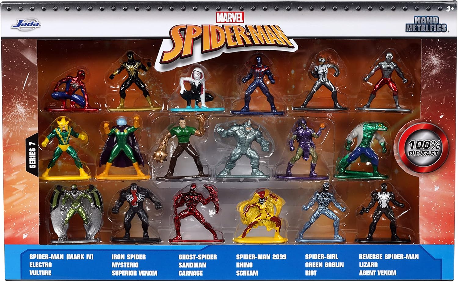 Jada Nano Figures Multi Pack Wave 7-Features 18 Key Character Models; From Spider-Man Mark Iv,Electro Vulture,To Mysterio,Superior Venom. Each Figure Stands Roughly 1.65” Tall,253225027,Multicoloured-4