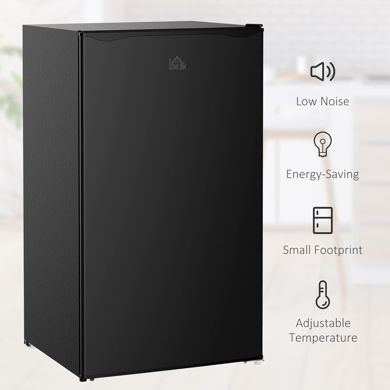 HOMCOM 91 Litre Freestanding Under Counter Fridge Freezer with Chiller Box, Reversible Door, Adjustable Thermostat, 47.5cm Wide, Noise Level: Decibels 40, Black-7