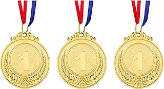 Udewo 3 Pack Metal Medals, Olympic Gold Medals for Children Metal Sports Day Medals Lockdown Medals with Ribbon for Adults Kids