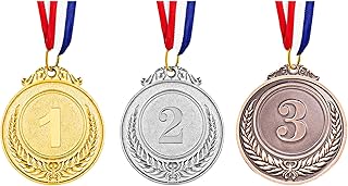 Udewo 3 Pack Metal Medals, Olympic Gold Medal Silver Medal Bronze Medal for Children Metal Sports Day Medals Lockdown Medals with Ribbon for Adults Kids