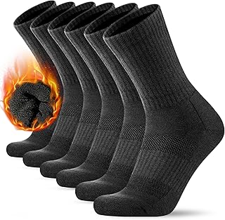 KEECOW 3 Pairs Mens Merino Wool Socks Wicking Breathable Cushion Comfortable Casual Crew Socks Outdoor Performance Athletic Hiking Trekking Walking Socks