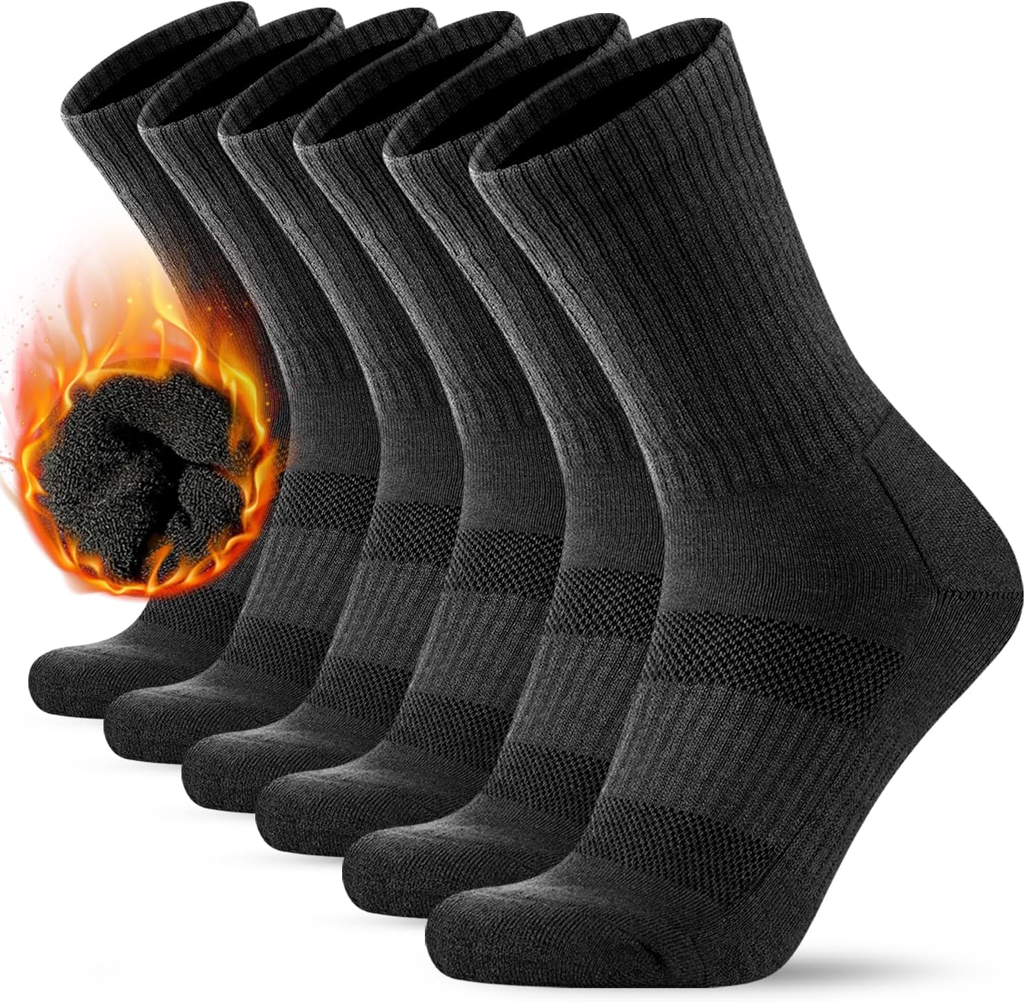 KEECOW 3 Pairs Mens Merino Wool Socks Wicking Breathable Cushion Comfortable Casual Crew Socks Outdoor Performance Athletic Hiking Trekking Walking Socks-0