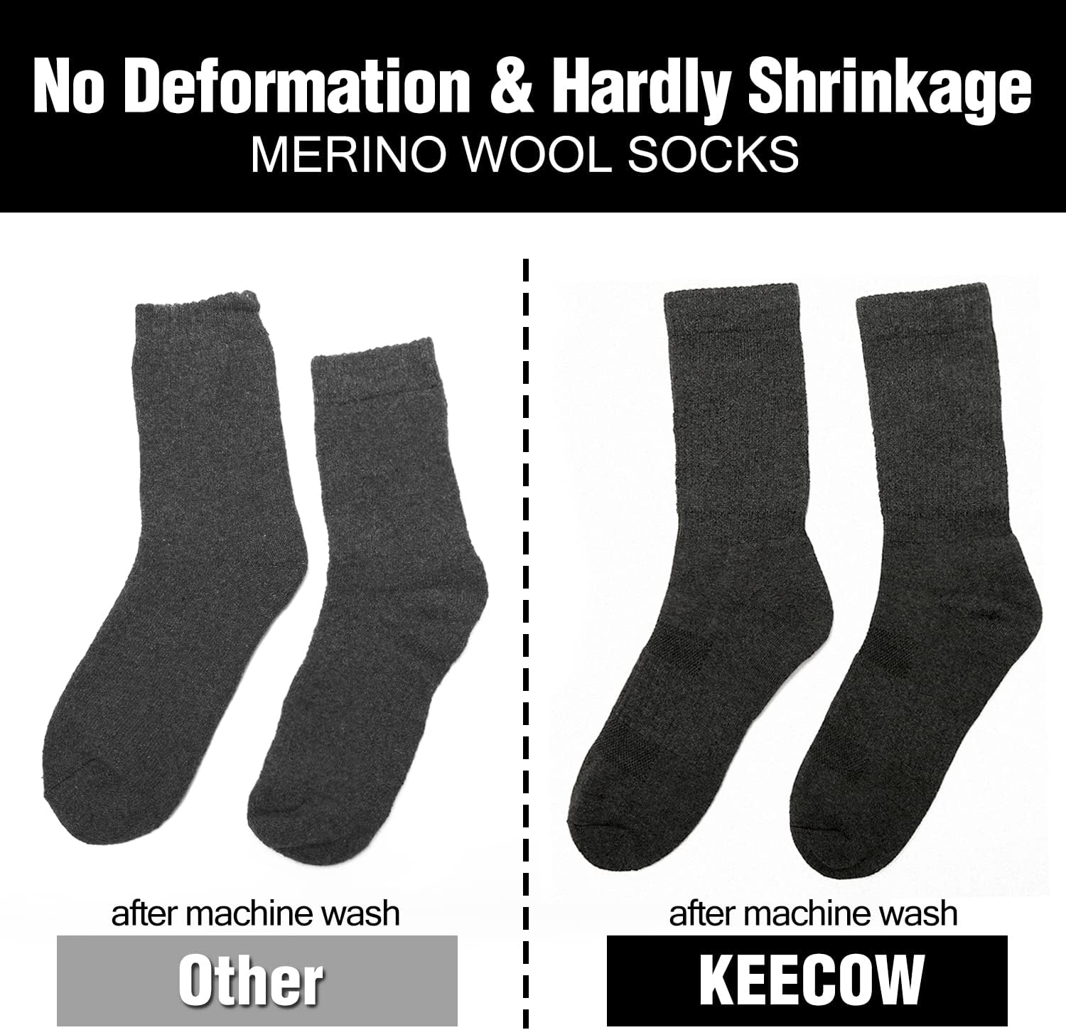 KEECOW 3 Pairs Mens Merino Wool Socks Wicking Breathable Cushion Comfortable Casual Crew Socks Outdoor Performance Athletic Hiking Trekking Walking Socks-2