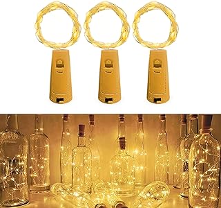 Jsdoin Bottle Lights, 2M 20 LED Cork Lights for Bottles, Fairy Lights Battery Operated, 3 Pack LED Bottle Light for Parties, Christmas DIY Table Centrepieces Indoor/Outdoor Decoration(Warm White)