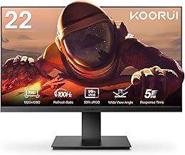 KOORUI 22 Inch Business Computer Monitor, FHD 1080p 100hz Desktop Monitor, Ultra Thin Eye Care Bezel HDMI VGA Ports LED Monitor for PC, Black