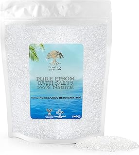 Eco Lux UK 5KG Epsom Salts Premium 100% Pure Natural (Food Grade) Magnesium Sulphate Bath Soak Relieving Sore Muscles, Rejuvenating, Relaxing, Supports Sleep, Calming Therapy (5KG)