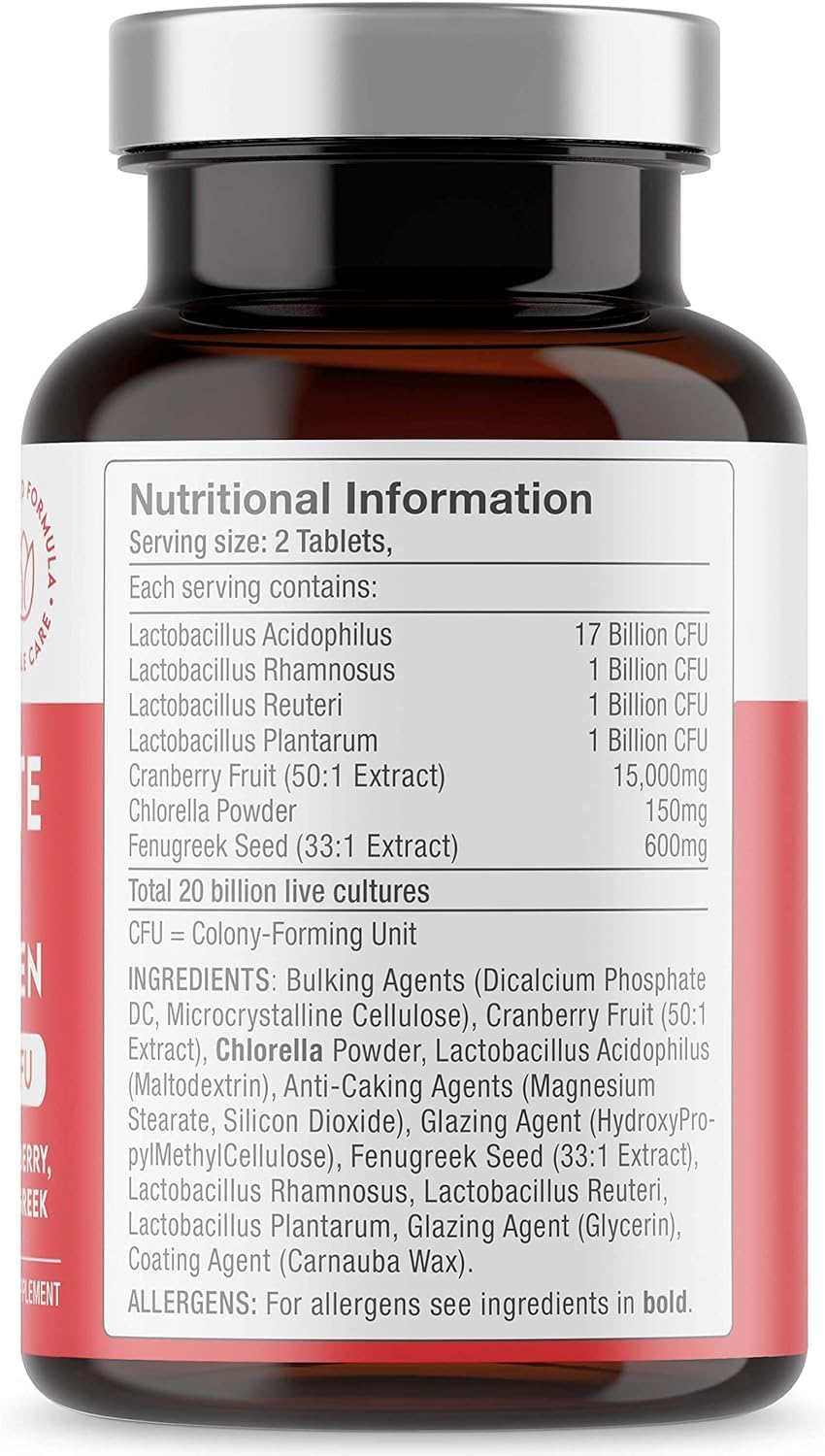 Probiotics for Women – 20 Billion CFU Fortified with 15,000mg Cranberry, Fenugreek & Chlorella – Bio Cultures for Women's Intimate Flora – Vegan Probiotics for Gut Health – 60 Capsules – Free Soul-8