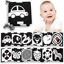 YOGINGO Black and White High Contrast Sensory Toys for Infant Newborn 0-3-6-9-12 Months,Tummy Time Toys Boys Girls Gifts,Fun Interactive Early Educational Toys, Baby Books for Toddler