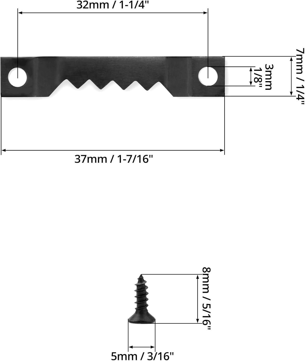 QWORK® 300 Set Picture Hooks with Screws , Sawtooth Picture Hanger , Picture Frame Hooks , with Box , Black-4