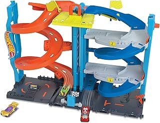 Hot Wheels City Racetrack, Transforming Race Tower, 2-in-1 Tower Mode or Race Mode for Single or Dual Racing, Includes 1 Toy Car in 1:64 Scale, Toys for Ages 3 and Up, One Pack, HKX43