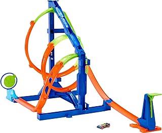 Hot Wheels Action Track, Corkscrew Twist Kit, Launch Car Directly at Target, Includes 1 Toy Car, Toys for Ages 6 Years and Up, One Hot Wheels Car and One Hot Wheels Track Kit, HMX41