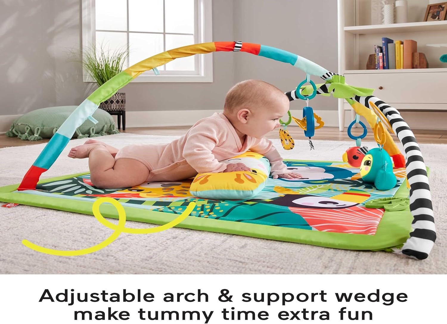 Fisher-Price 3-In-1 Rainforest Sensory Gym & Baby Play Mat | Baby Play Gym Mat for Newborn to Toddler with Light Up Musical Sloth, Toys and Comfy Jungle Gym Playmat Toys | Playmats & Floor Gyms, HJW08-2