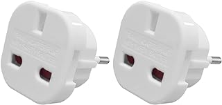 Jsdoin EU Travel Adapter, UK to European Plug Adapter, Europe Converter Type C, E, F for Spain, Italy, Portugal, Germany, Netherlands, Greece, Poland, Turkey and More（pack2)