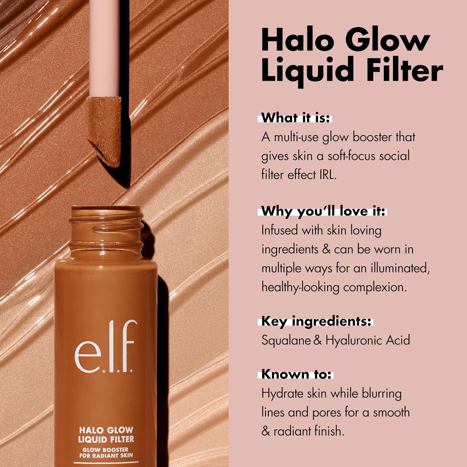 e.l.f. Halo Glow Liquid Filter, Complexion Booster For A Glowing, Soft-Focus Look, Infused With Hyaluronic Acid, Vegan & Cruelty-Free, 2 Fair- Light-2